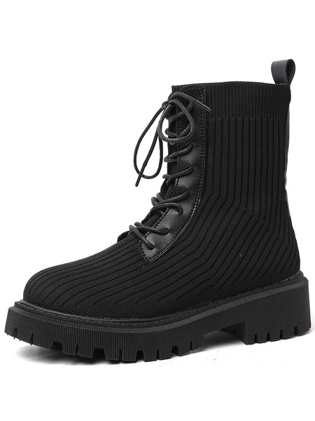 Musta värvi krobelise tallaga vabaaja naiste saapad