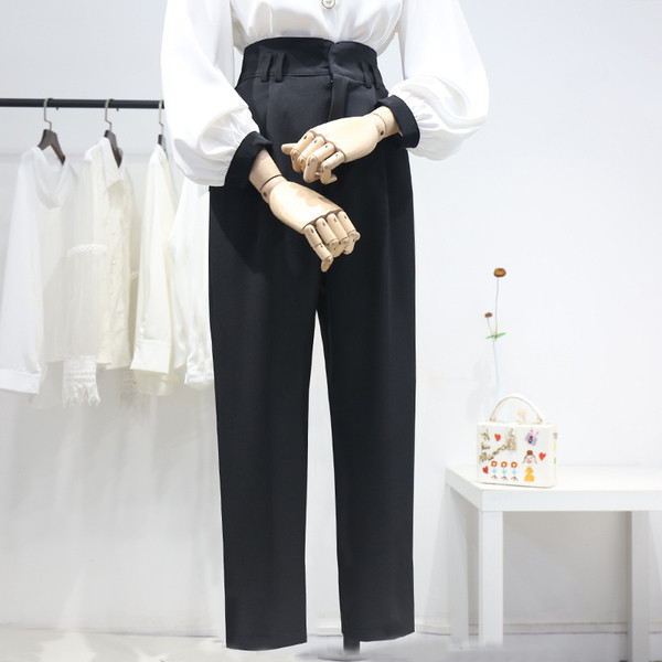 Női hosszú nadrág magas derékkal - egyenes modell