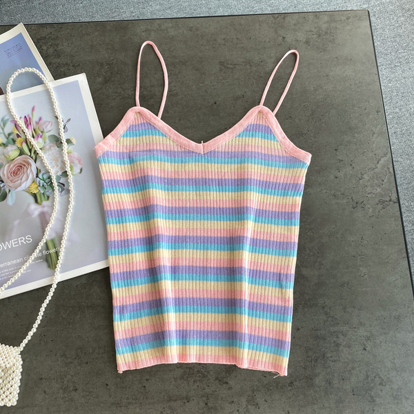 Csíkos női kordbársony felső, vékony pántokkal