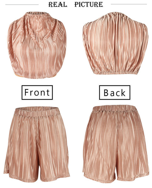 Rakott női kétrészes szett arany színben