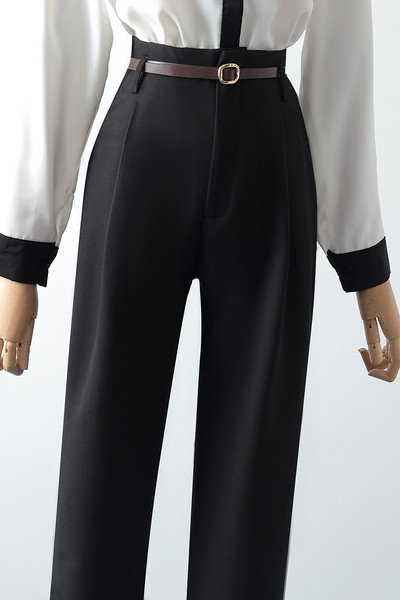 Divatos női hosszú nadrág övvel - magas derék