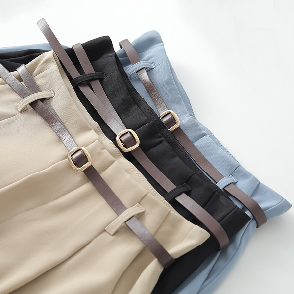 Divatos női hosszú nadrág övvel - magas derék