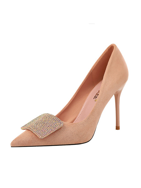 Elegáns női cipő sima modell magassarkúval és kövekkel