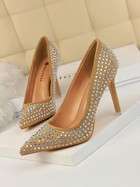 Elegáns női cipő magas vékony sarkú kövekkel több színben