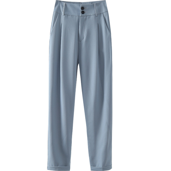 Moderne ženske hlače s visokim strukom - ravni model