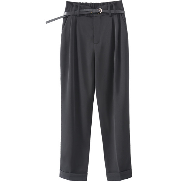 Modern női hosszú nadrág övvel - magas derék