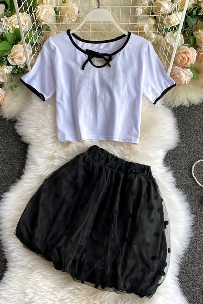 Női rövid ujjú blúz szett tüll szoknyával
