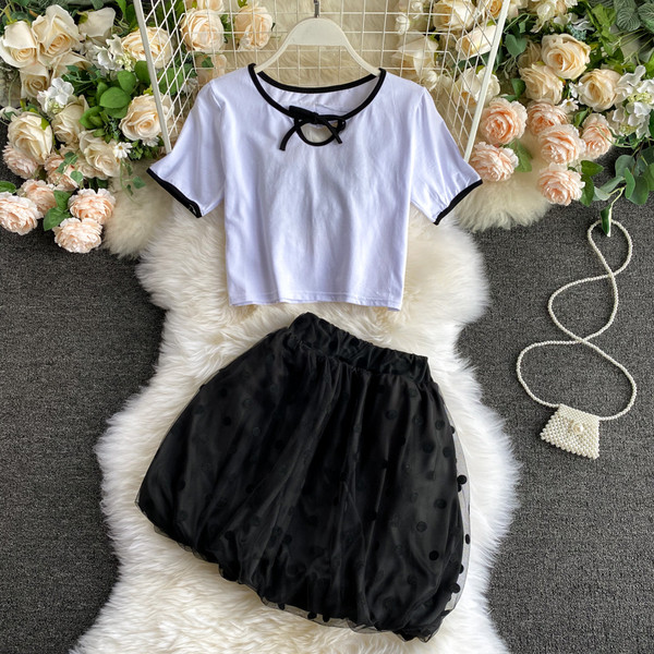 Női rövid ujjú blúz szett tüll szoknyával