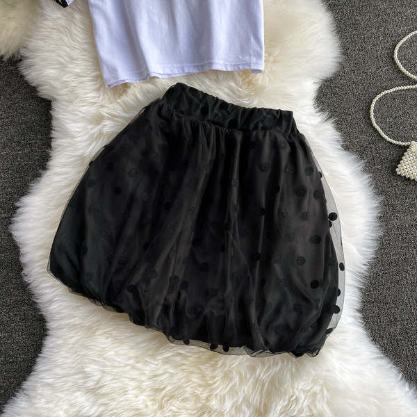 Női rövid ujjú blúz szett tüll szoknyával