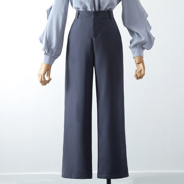 Moderne ženske hlače s visokim strukom - crne i sive