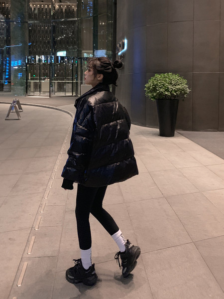 Női alkalmi téli hosszú kabát magas gallérral és zsebekkel