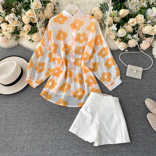 Női ing és nadrág szett magas derékkal és övvel