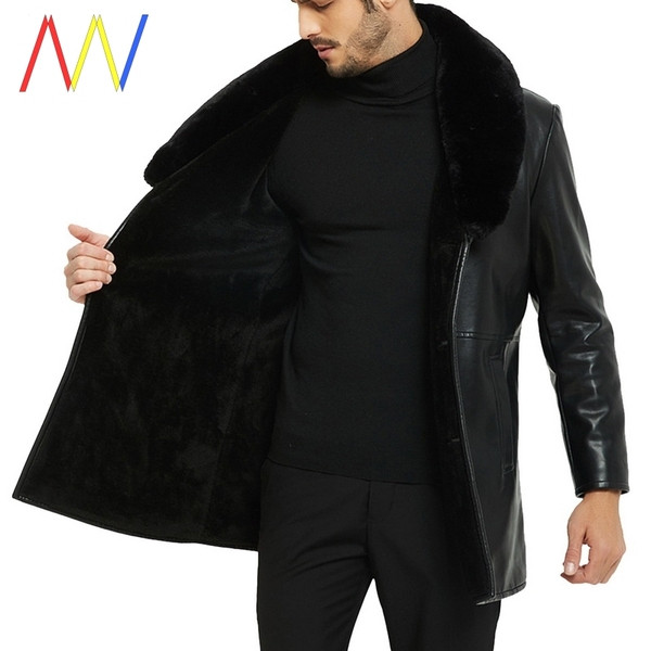 Férfi télikabát eko bőrből és pehelyből