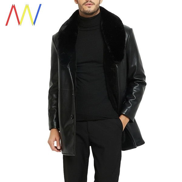 Férfi télikabát eko bőrből és pehelyből