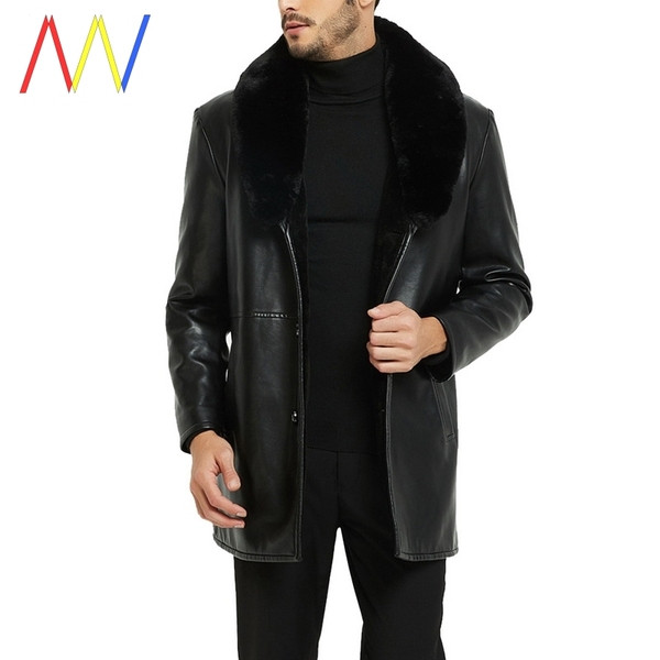 Férfi télikabát eko bőrből és pehelyből