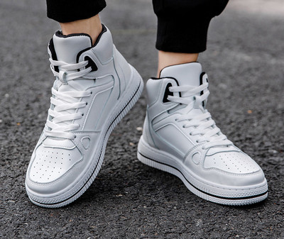 Öko bőrből készült férfi magas tornacipő, kétféle kivitelben