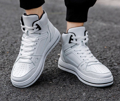 Öko bőrből készült férfi magas tornacipő, kétféle kivitelben