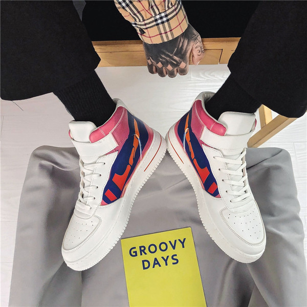 Eko bőrből készült modern férfi tornacipő lapos talppal, két modellben