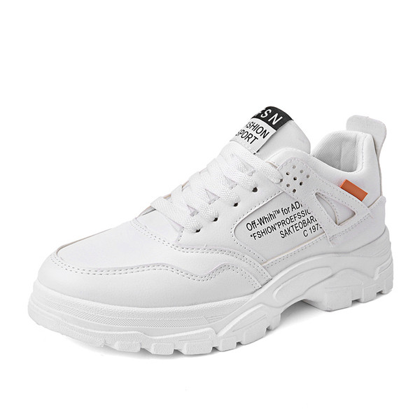 Öko bőrből készült férfi tornacipő magas talppal és két modellel