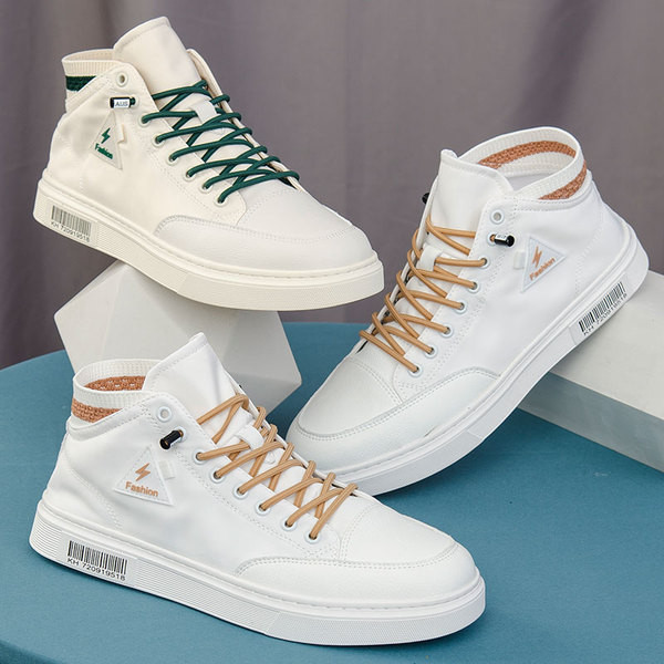 Magas, fűzős férfi bőr tornacipő