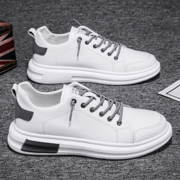 Férfi eko bőr tornacipő lapos talppal és fűzővel