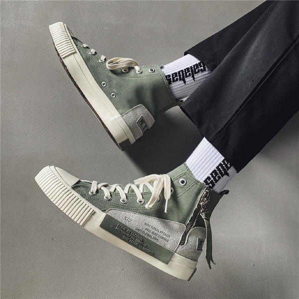 Textilből készült női tornacipő, cipzárral, lapos talppal