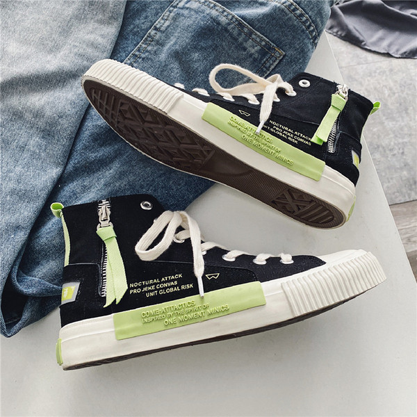 Textilből készült női tornacipő, cipzárral, lapos talppal