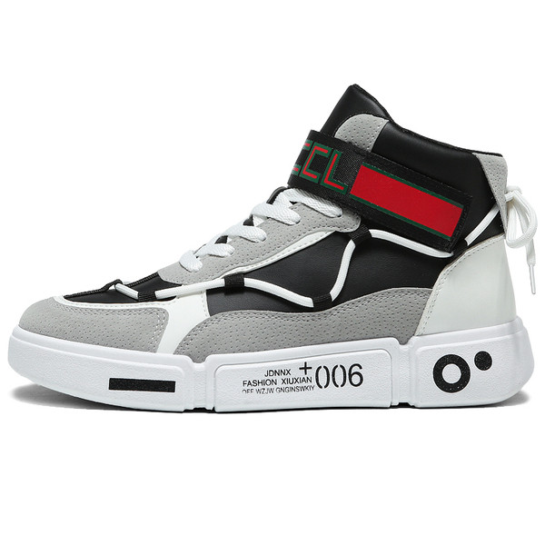 Öko bőrből és velúrból készült férfi magas tornacipő új modellje