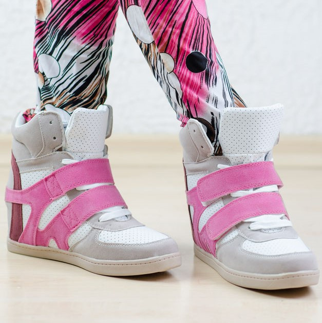 Дамски Високи кецове, скрита платформа, розови