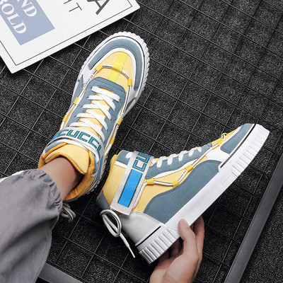 Kéttónusú férfi tornacipő nyakkendővel és tépőzárral