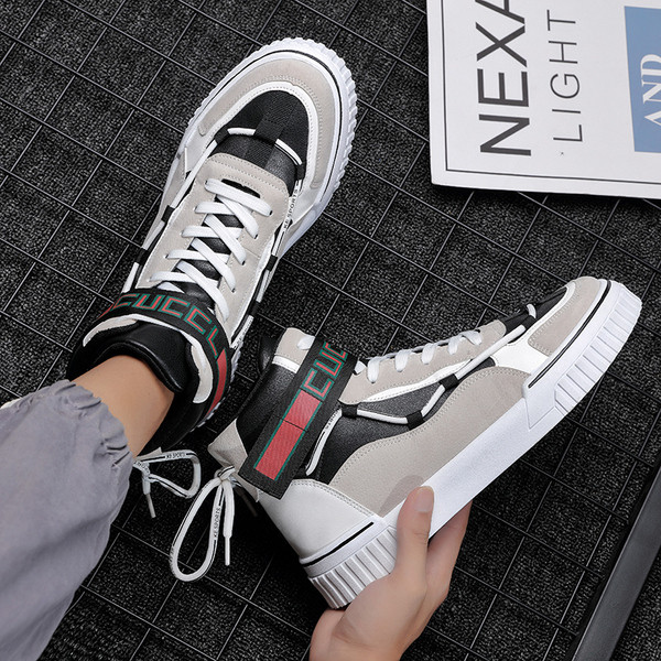 Kéttónusú férfi tornacipő nyakkendővel és tépőzárral