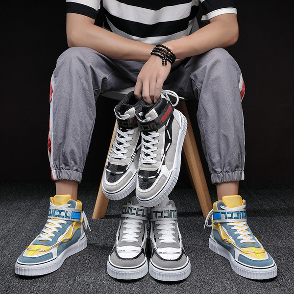 Kéttónusú férfi tornacipő nyakkendővel és tépőzárral