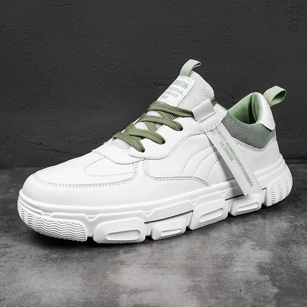 Öko bőrből készült férfi alkalmi tornacipő durva talppal és fűzővel