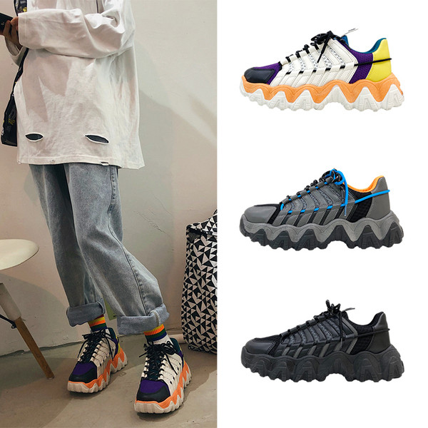 Színes férfi tornacipő durva talppal és fűzővel – új modell