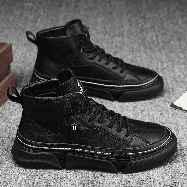 Őszi férfi magas tornacipő lapos talppal és fűzővel