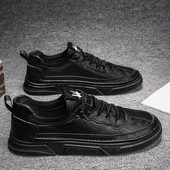 Eko bőrből készült alkalmi férfi tornacipő lapos talppal és fűzővel