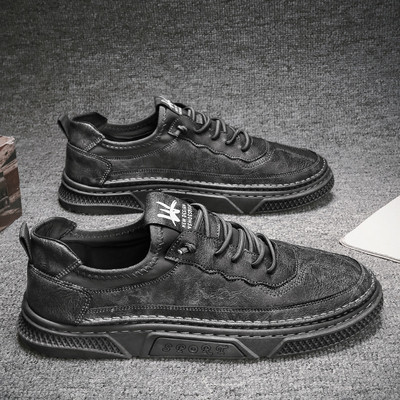 Eko bőrből készült alkalmi férfi tornacipő lapos talppal és fűzővel