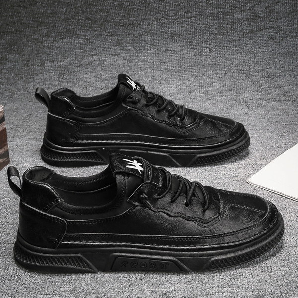 Eko bőrből készült alkalmi férfi tornacipő lapos talppal és fűzővel