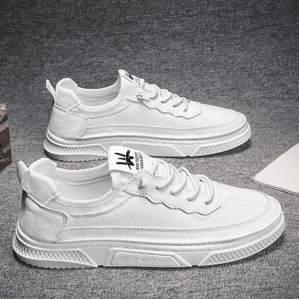 Eko bőrből készült alkalmi férfi tornacipő lapos talppal és fűzővel