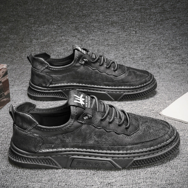 Eko bőrből készült alkalmi férfi tornacipő lapos talppal és fűzővel