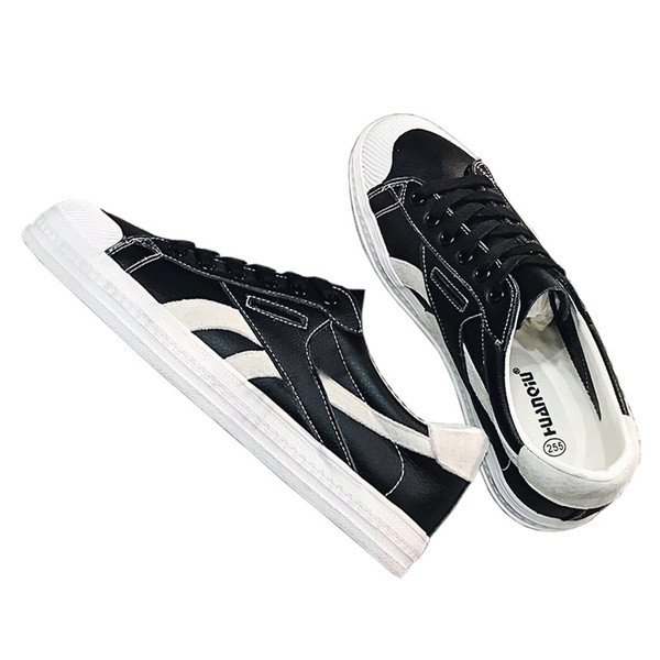 Alkalmi férfi bőr tornacipő lapos talppal