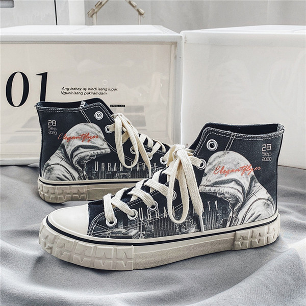 Férfi vászon tornacipő textilből, lapos talppal