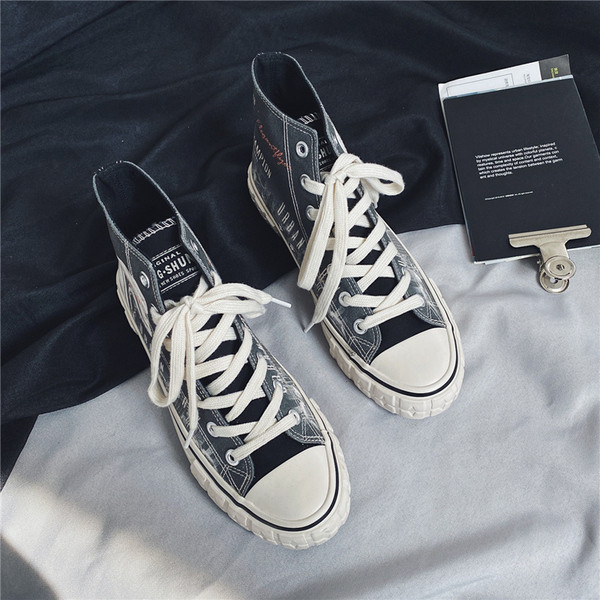 Férfi vászon tornacipő textilből, lapos talppal