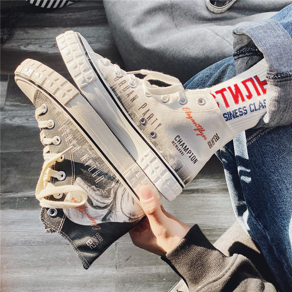 Férfi vászon tornacipő textilből, lapos talppal