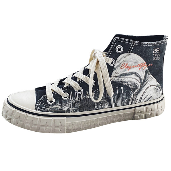 Férfi vászon tornacipő textilből, lapos talppal