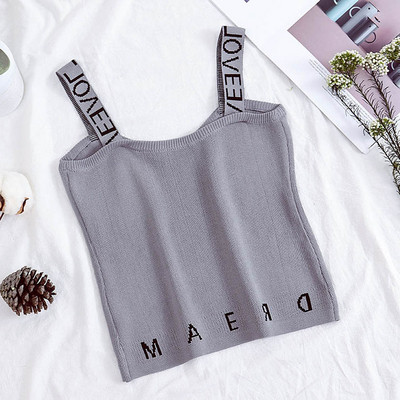 Napi női felső, széles pántokkal és felirattal