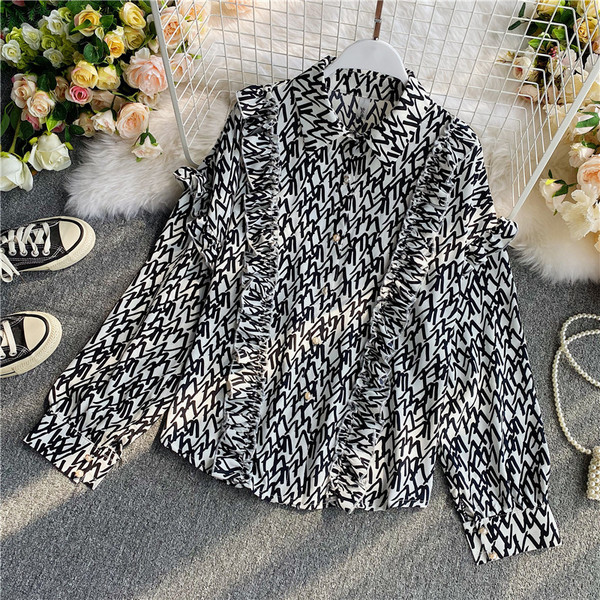 Modern női ing széles modell klasszikus gallérral