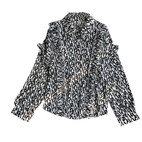 Modern női ing széles modell klasszikus gallérral