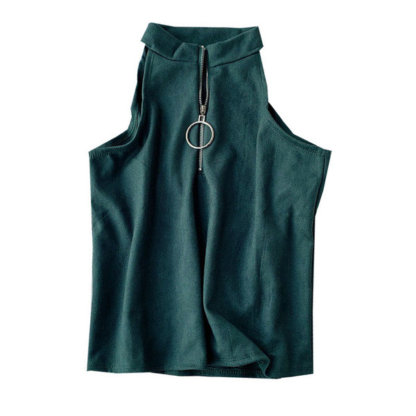 Női korszerű akasztófelső magas gallérral és cipzárral