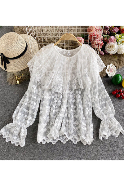 Stílusos női ing széles modell ovális nyakkivágással